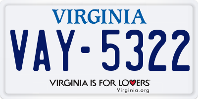 VA license plate VAY5322