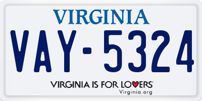 VA license plate VAY5324