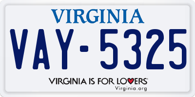 VA license plate VAY5325