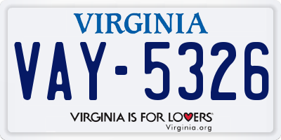 VA license plate VAY5326