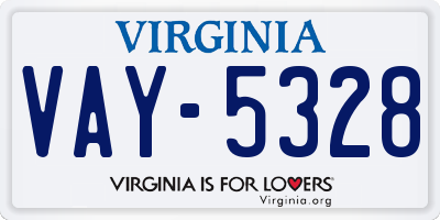 VA license plate VAY5328