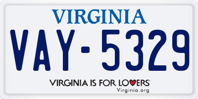 VA license plate VAY5329