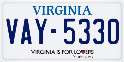 VA license plate VAY5330