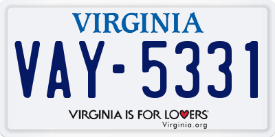 VA license plate VAY5331