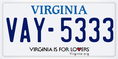 VA license plate VAY5333