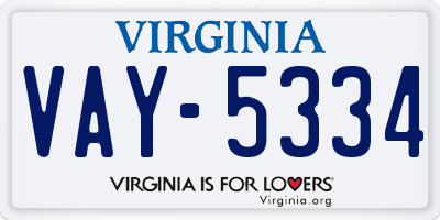 VA license plate VAY5334