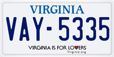 VA license plate VAY5335