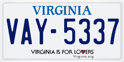 VA license plate VAY5337
