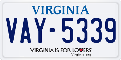 VA license plate VAY5339