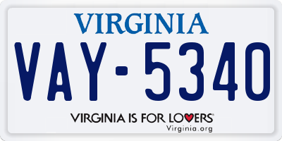 VA license plate VAY5340