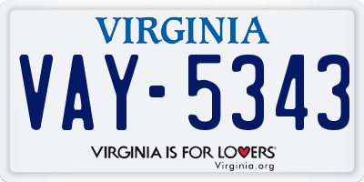 VA license plate VAY5343