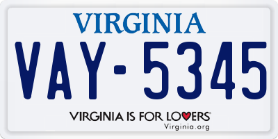VA license plate VAY5345