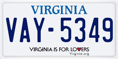 VA license plate VAY5349