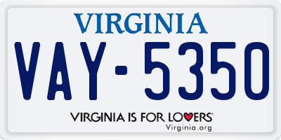 VA license plate VAY5350