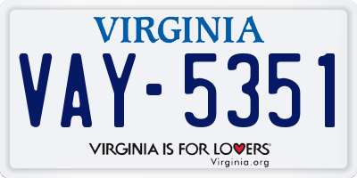 VA license plate VAY5351