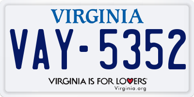 VA license plate VAY5352