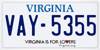 VA license plate VAY5355
