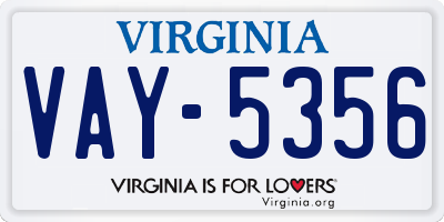 VA license plate VAY5356