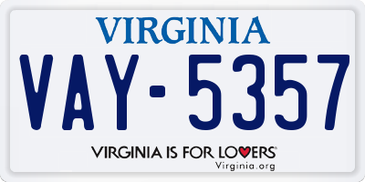 VA license plate VAY5357