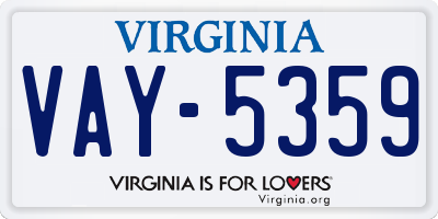 VA license plate VAY5359