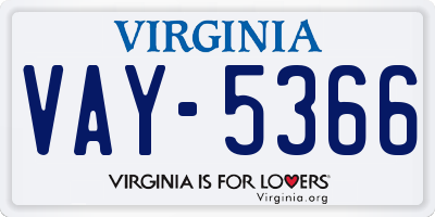VA license plate VAY5366