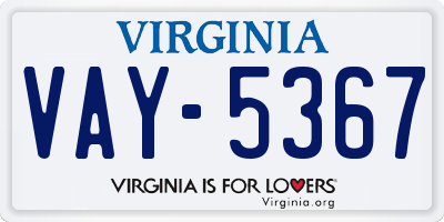 VA license plate VAY5367