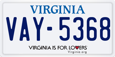 VA license plate VAY5368