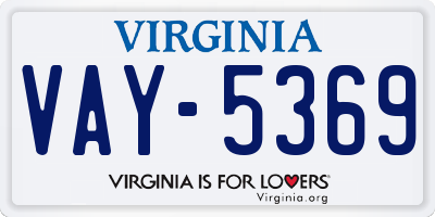 VA license plate VAY5369