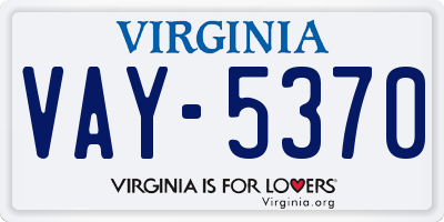 VA license plate VAY5370