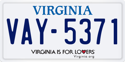 VA license plate VAY5371