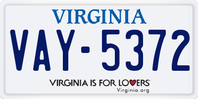 VA license plate VAY5372
