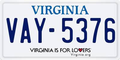 VA license plate VAY5376