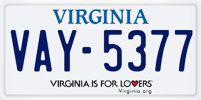 VA license plate VAY5377