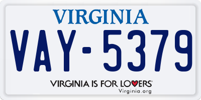 VA license plate VAY5379
