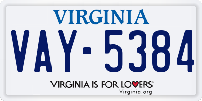 VA license plate VAY5384