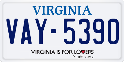 VA license plate VAY5390