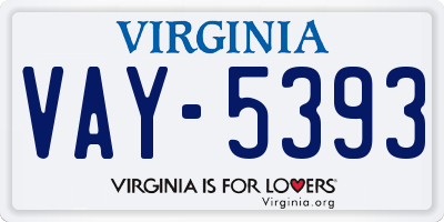 VA license plate VAY5393