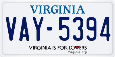 VA license plate VAY5394