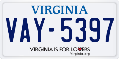 VA license plate VAY5397
