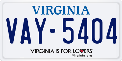 VA license plate VAY5404