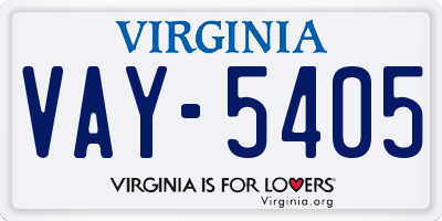 VA license plate VAY5405