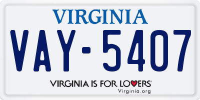 VA license plate VAY5407