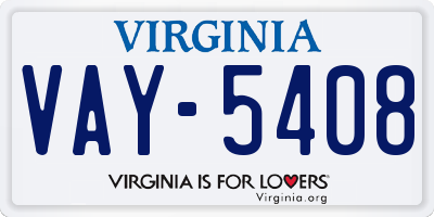 VA license plate VAY5408