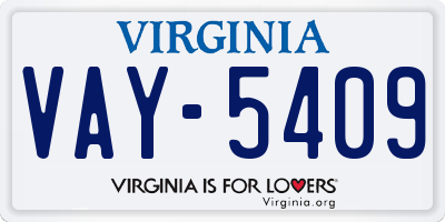 VA license plate VAY5409