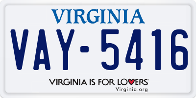 VA license plate VAY5416
