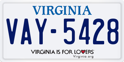 VA license plate VAY5428
