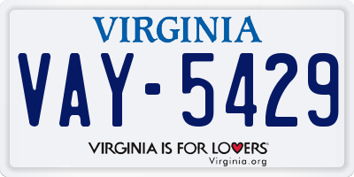 VA license plate VAY5429