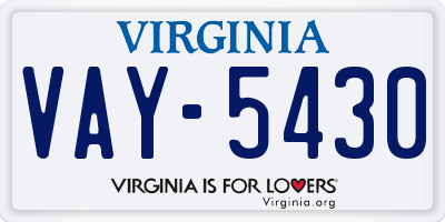 VA license plate VAY5430