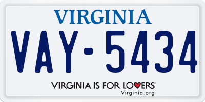 VA license plate VAY5434