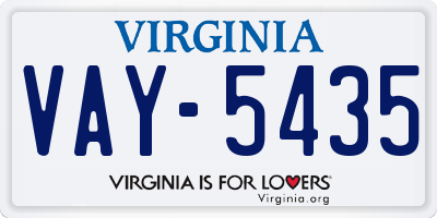 VA license plate VAY5435